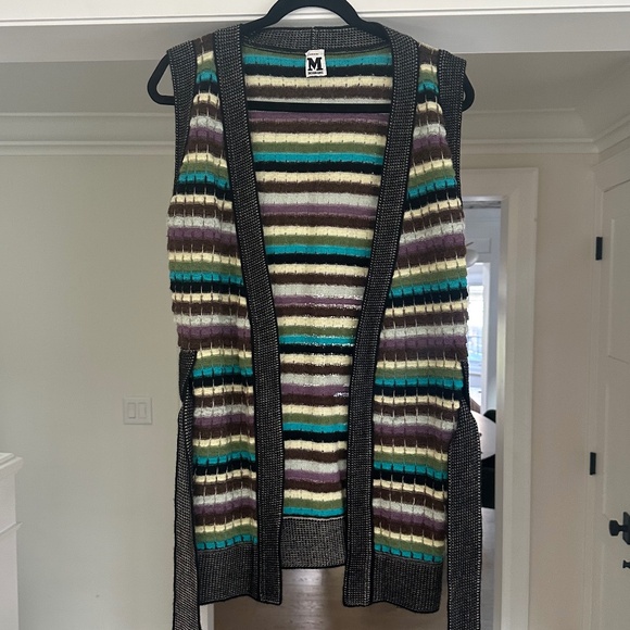 M by MISSONI - Multicolour Wool Knit Belted Sweater Vest - Size US 8 / IT 44 - Picture 6 of 16